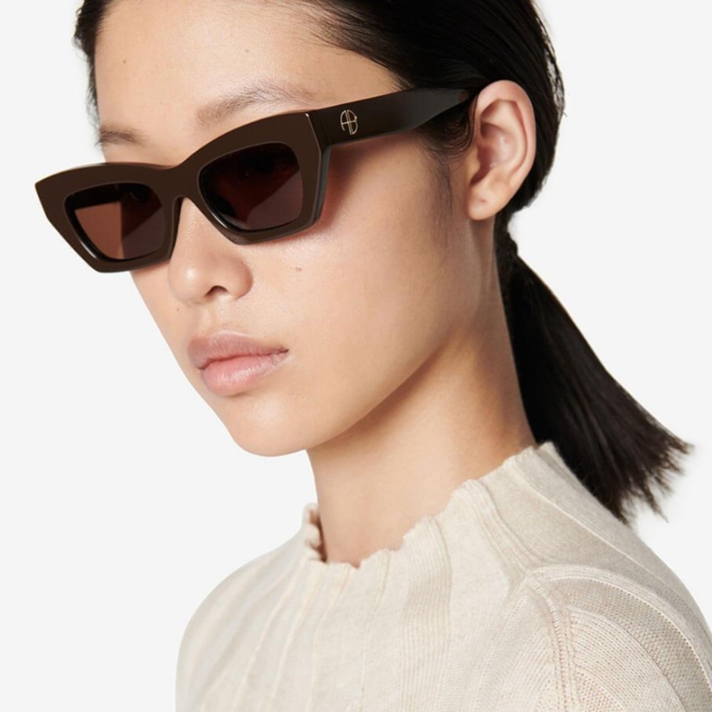 ANINE BING - SONOMA Brown Sunglasses With Gold Logo